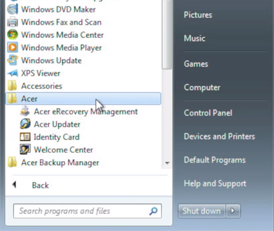 usb flash recovery for acer laptop
